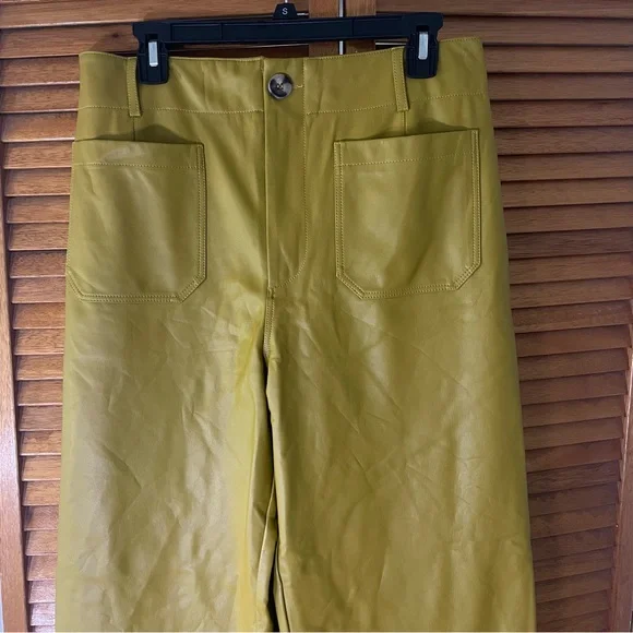 Maeve By Anthropologie The Colette Faux Leather Wide Leg Cropped Pants Sz 31 - Picture 5 of 11